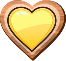 bouton en bois coeur dessin animé jaune png