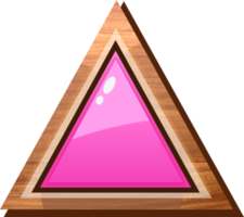 botão de madeira de triângulo de desenho rosa png