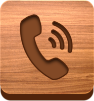 botão de telefone de madeira, ícone de madeira png