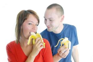 happy couple with bananas photo