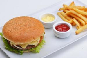 hamburger on white background photo