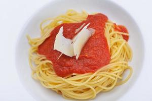 Italian spaghetti on white photo