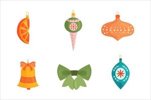 Set of vector cute Christmas ornaments. Christmas flat elements for New Year vector decoration