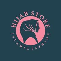 muslim women hijab shop logo design vector