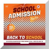 Social media posts school admission banner for marketing layout vector