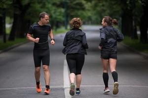 runners team on morning training photo