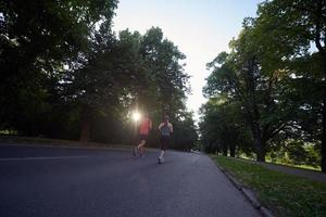 couple jogging outside photo