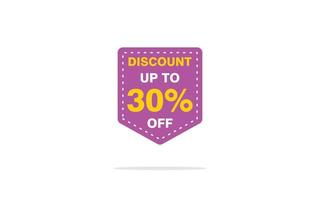 30 Percent discount offer, clearance, promotion banner layout with sticker badge. vector