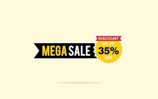 35 Percent discount offer, clearance, promotion banner layout with sticker badge. vector