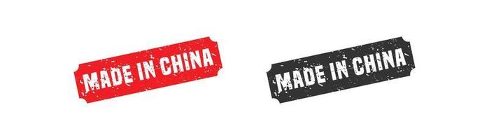 Made in china stamp rubber with grunge style on white background. vector