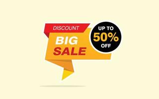 50 Percent discount offer, clearance, promotion banner layout with sticker badge. vector