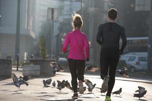 young  couple jogging photo