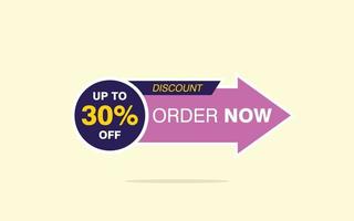 30 Percent discount offer, clearance, promotion banner layout with sticker badge. vector