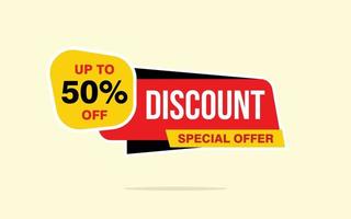 50 Percent discount offer, clearance, promotion banner layout with sticker badge. vector