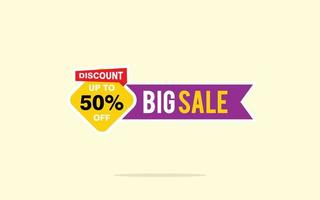 50 Percent discount offer, clearance, promotion banner layout with sticker badge. vector