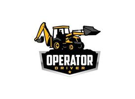 Excavator Backhoe logo vector for construction company. Heavy equipment template vector illustration for your brand.