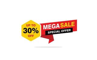 30 Percent discount offer, clearance, promotion banner layout with sticker badge. vector