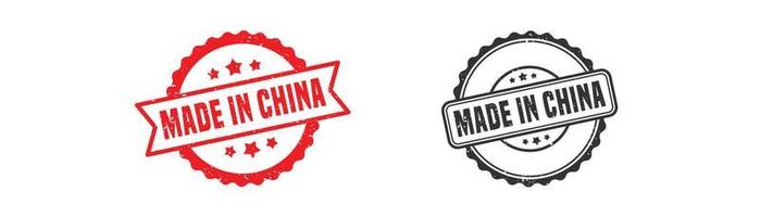 Made in china stamp rubber with grunge style on white background. vector