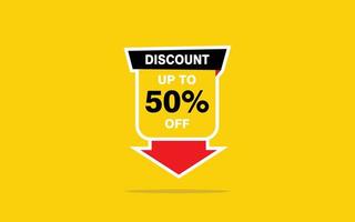 50 Percent discount offer, clearance, promotion banner layout with sticker badge. vector