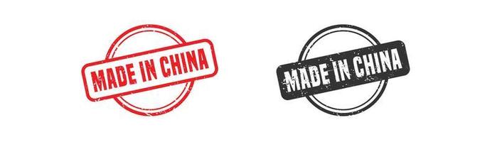 Made in china stamp rubber with grunge style on white background. vector