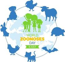 diseño de banner del día mundial de las zoonosis el 6 de julio vector