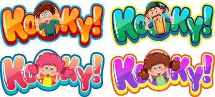 Kooky text word banner comic style with cartoon character expression vector