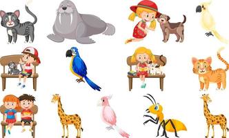 Set of various wild animals in cartoon style vector