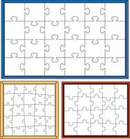 Set of empty puzzle with frame vector