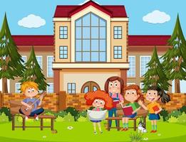 Happy children at school vector