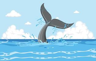 A tail of a whale in the water vector