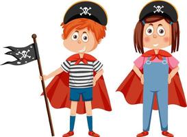 Children cartoon character in pirate outfits vector