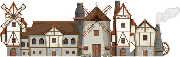 Medieval ancient building on white background vector