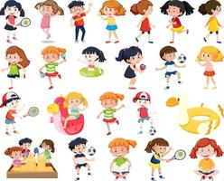 Set of children doing different activities vector