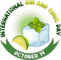 International gin and tonic day logo design vector