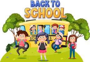 Back to school with student kids vector