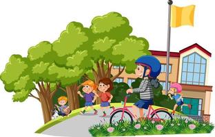 Outdoor with children people cartoon vector