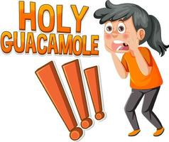 lindo personaje de dibujos animados gritando santo icono de guacamole vector