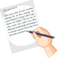 Human hand with pen writing on paper vector