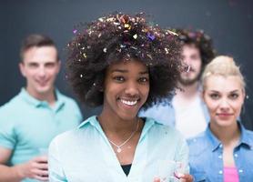 confetti party multiethnic group of people photo