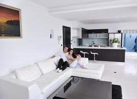 happy young couple relax at home photo