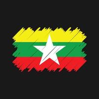 vector de pincel de bandera de myanmar. bandera nacional