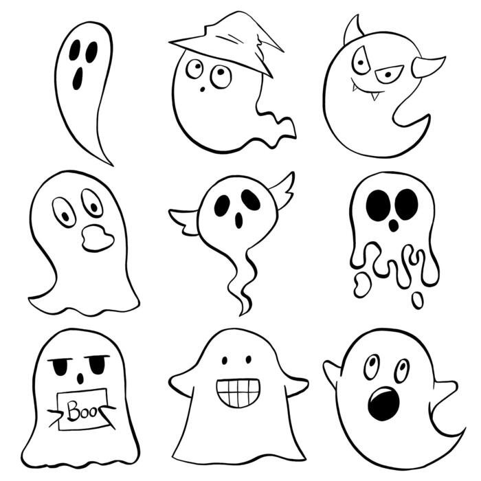 Ghost Line Art Vector Art, Icons, and Graphics for Free Download