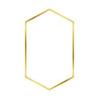 Gold shiny glowing vintage hexagon frame with shadows isolated on white background. Gold realistic square border. Vector illustration