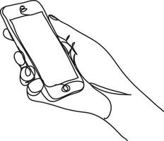 mobile phone line drawing vector illustration.