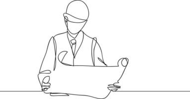 engineer line drawing vector illustration.