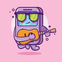 genial mascota de personaje de videojuego portátil tocando guitarra dibujos animados aislados en diseño de estilo plano vector