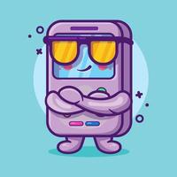 cute portable video game character mascot with cool expression isolated cartoon in flat style design vector