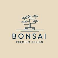 logotipo de arte de línea bonsai, icono y símbolo, diseño de ilustración vectorial vector