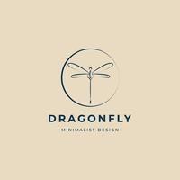 dragonfly line art logo, icon and symbol,  with emblem vector illustration design