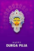 goddess durga face illustration happy durga puja banner social media post template design vector